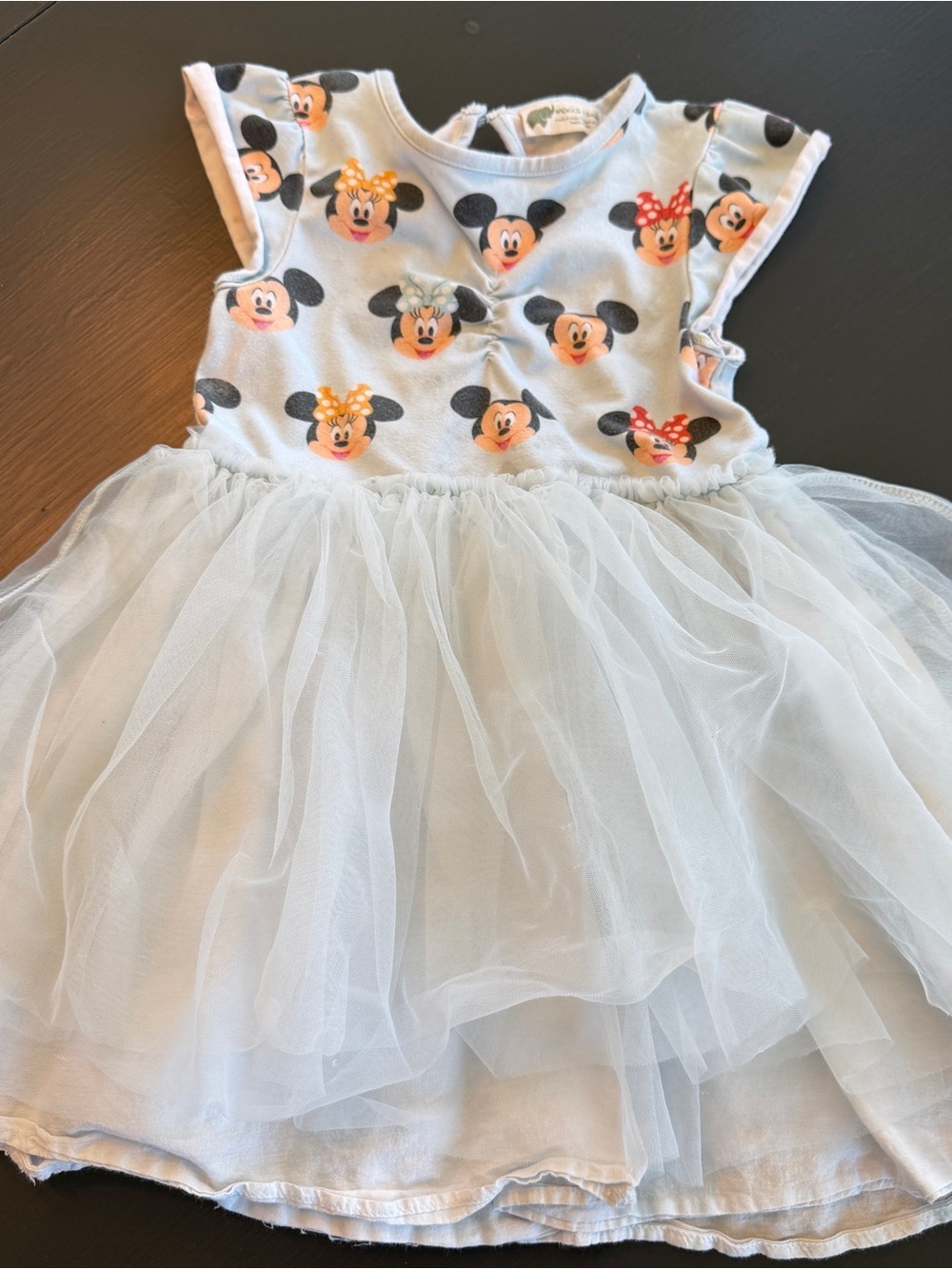Monica & Andy Disney Baby Minnie & Mickey Print Tulle Dress - Light Blue Sz 3T